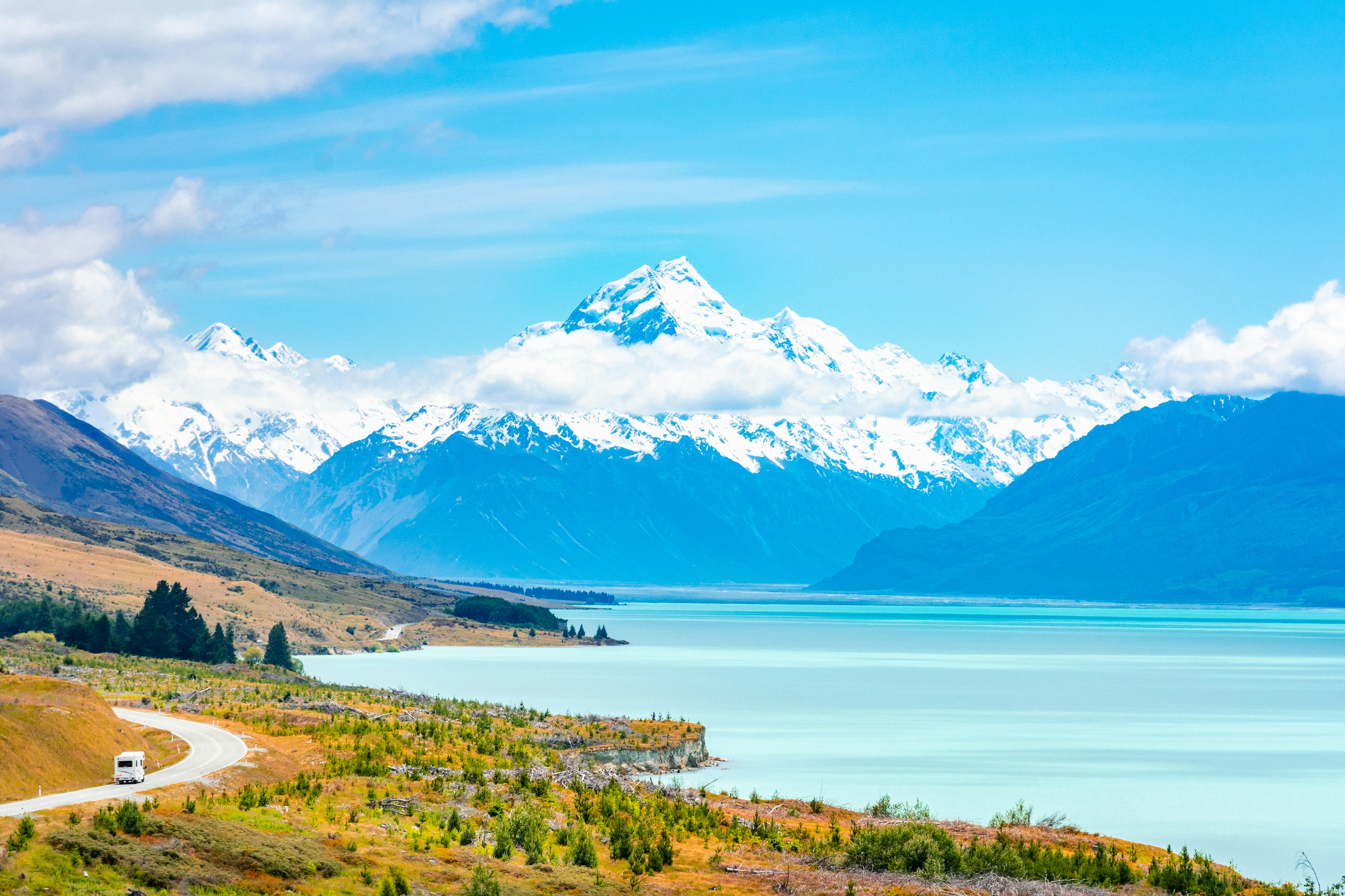 Lake Tekapo and the Southern Alps near Mount Cook