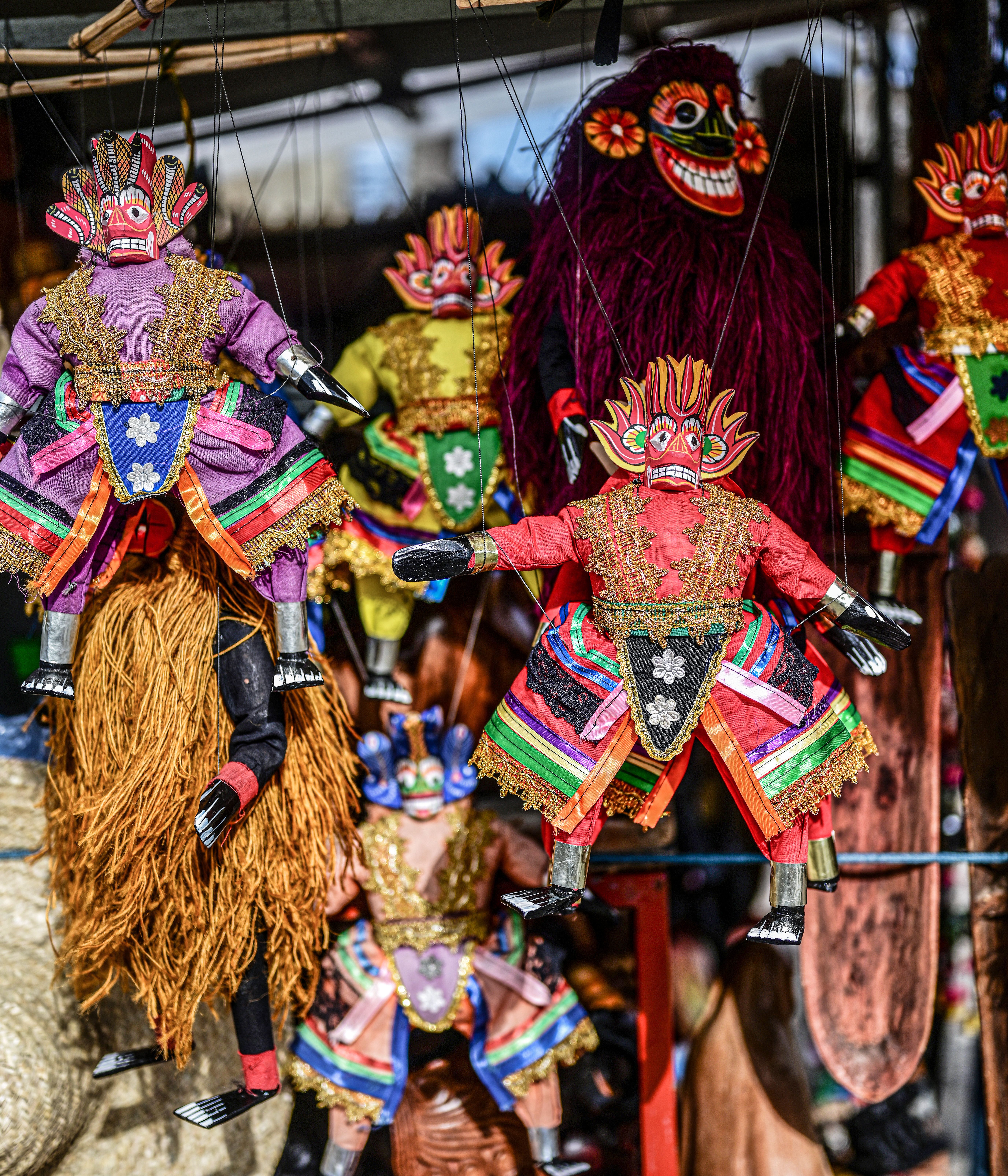 Colourful traditional Sri Lankan masks in Ambalangoda