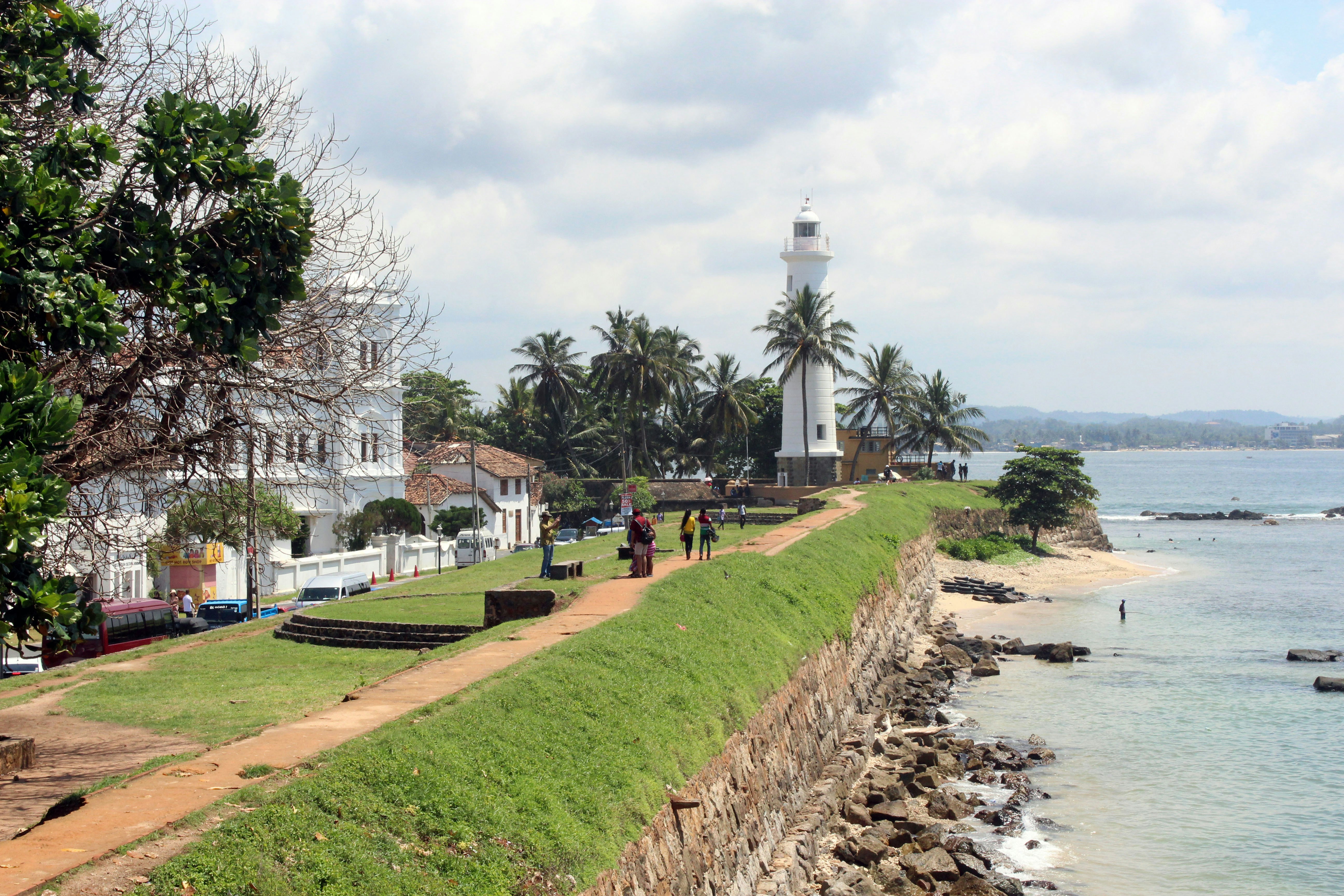 Galle Lighthouse and historic fort walls on Sri Lanka’s coast