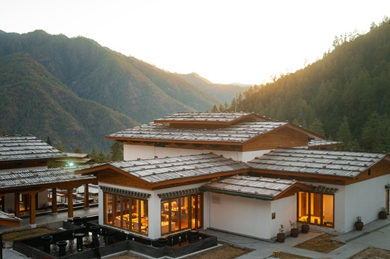 Paro valley and traditional Bhutanese architecture