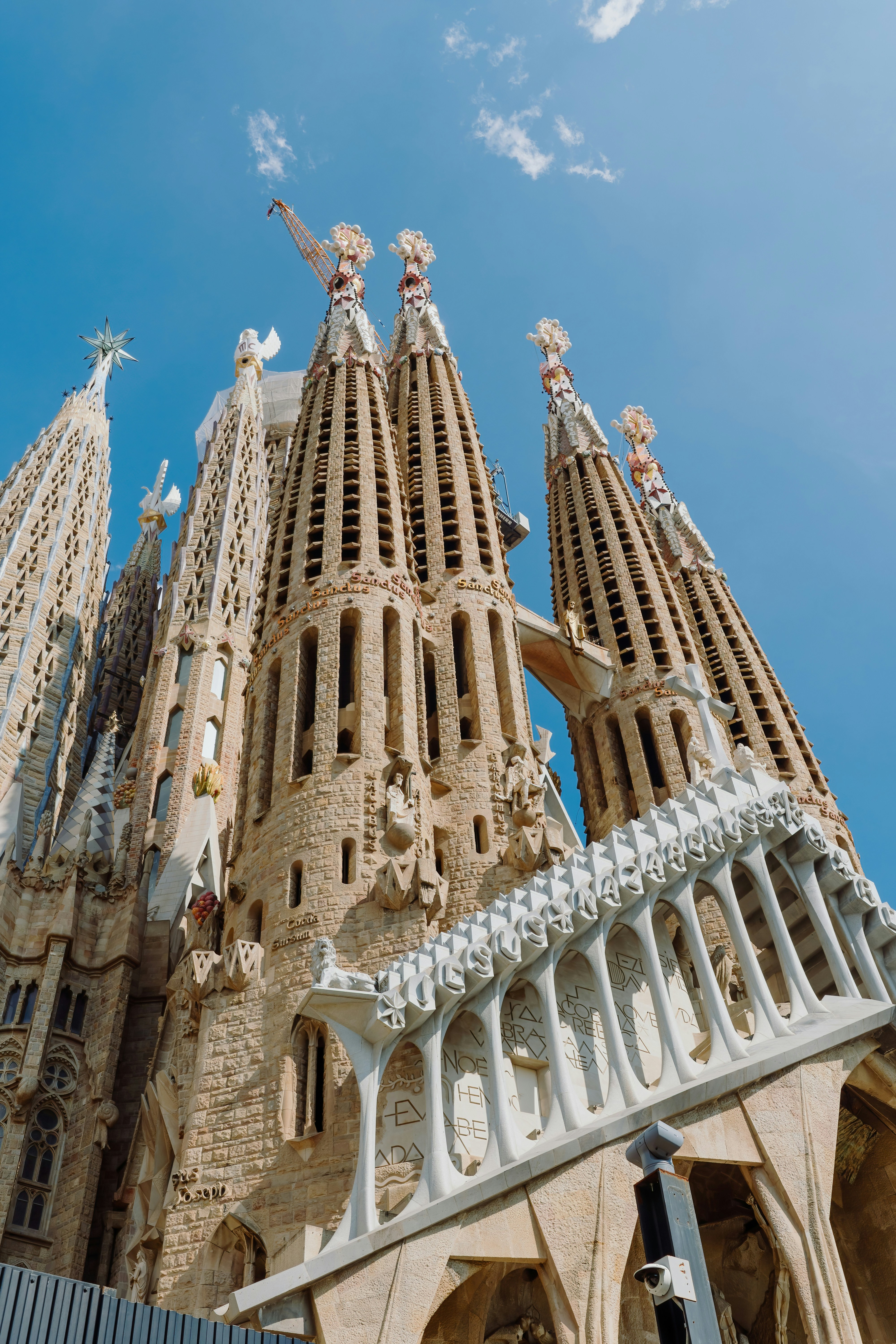 The Sagrada Família’s ornate spires against a clear sky.