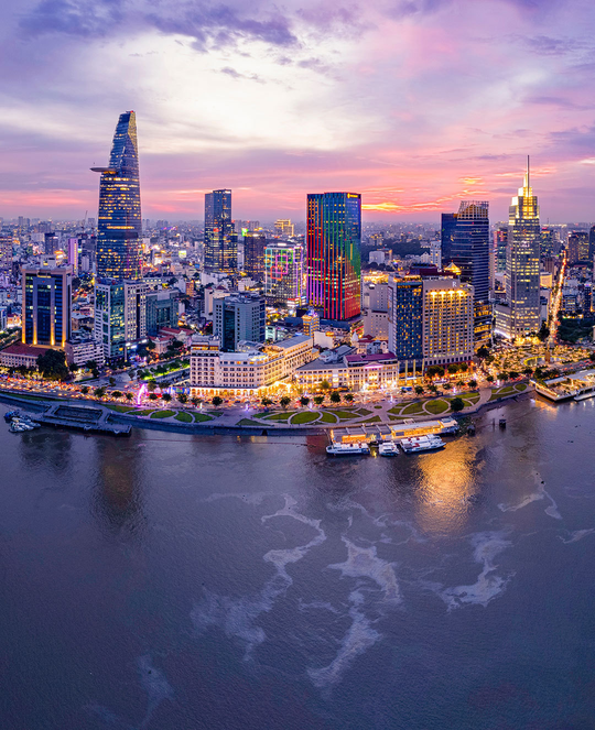 Ho Chi Minh City streets and skyline