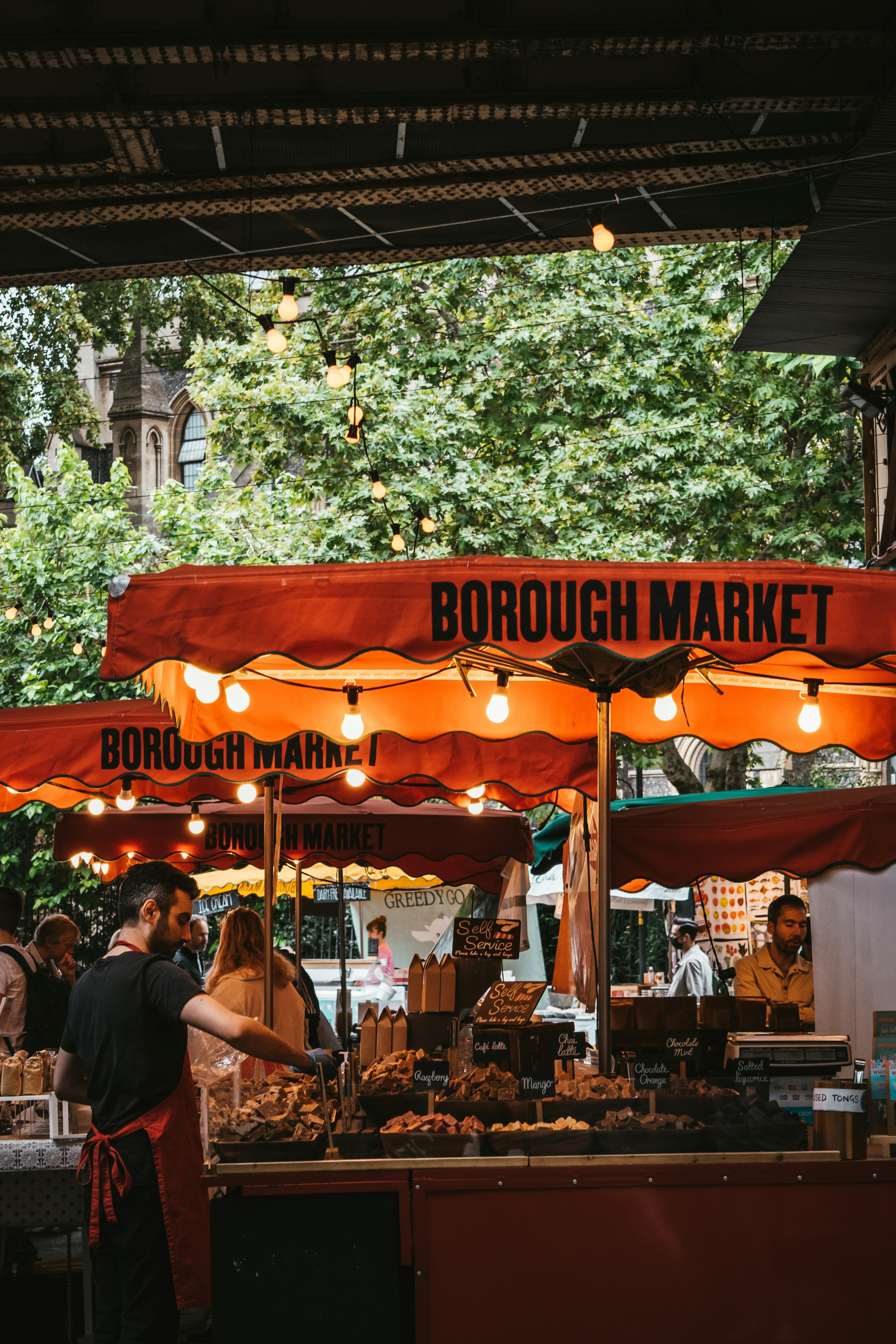 A food stall at Borough Market in London