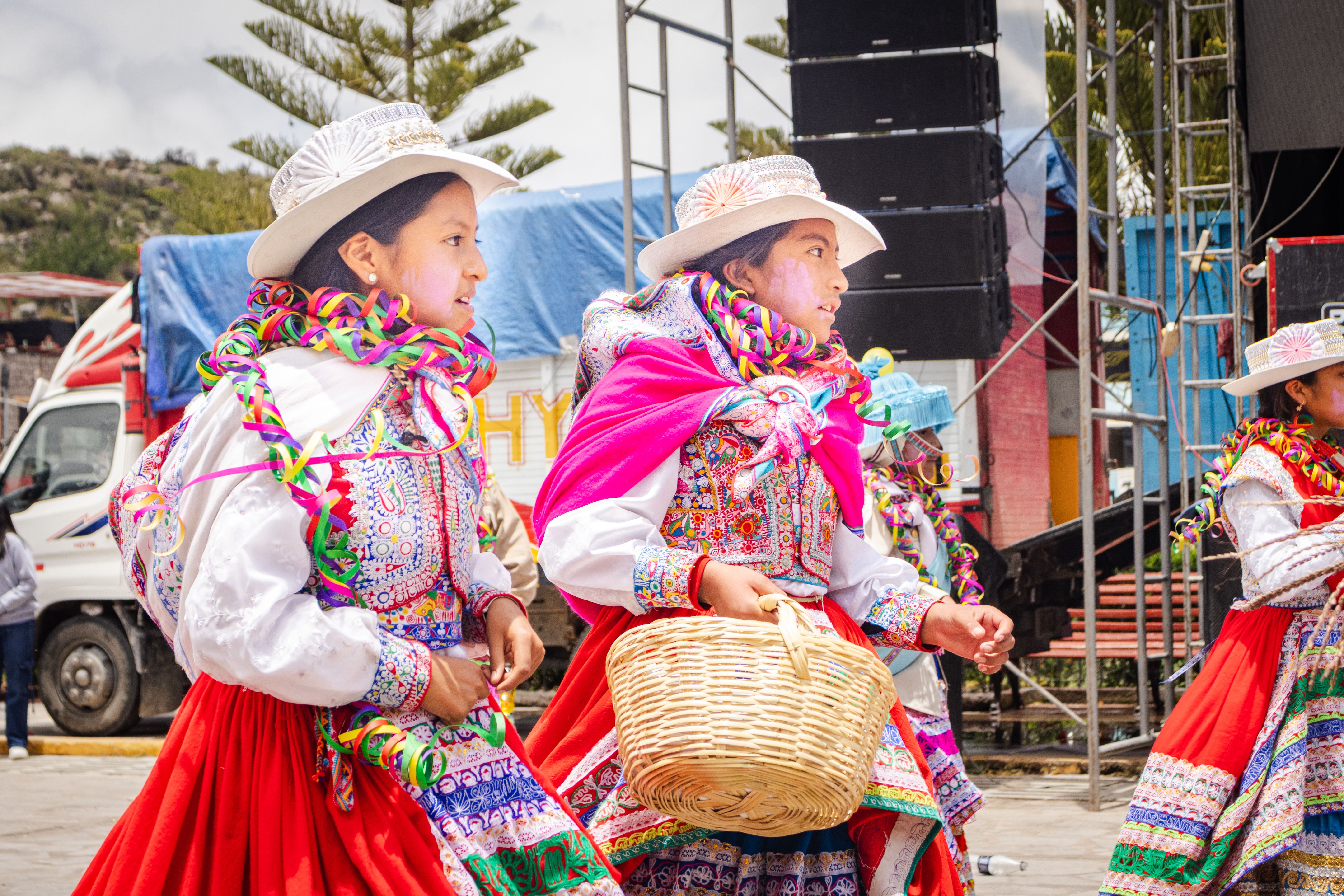 Local performers in traditional clothing in Puno