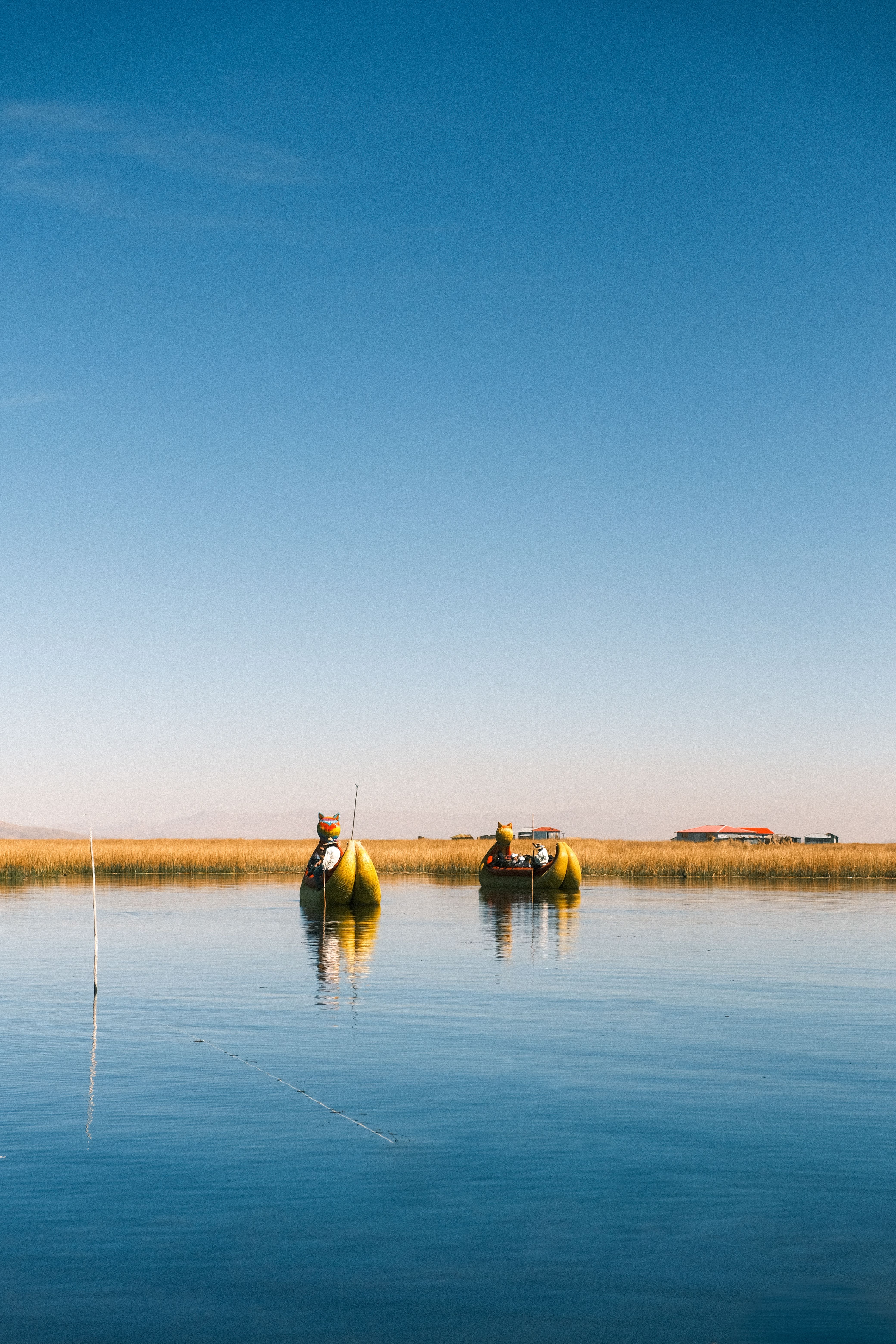 A traditional reed boat on Lake Titicaca